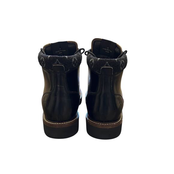 Louis Vuitton Monogram Leather Combat Ankle Boots Black Men\'s LV 10 EU 44 main image 4